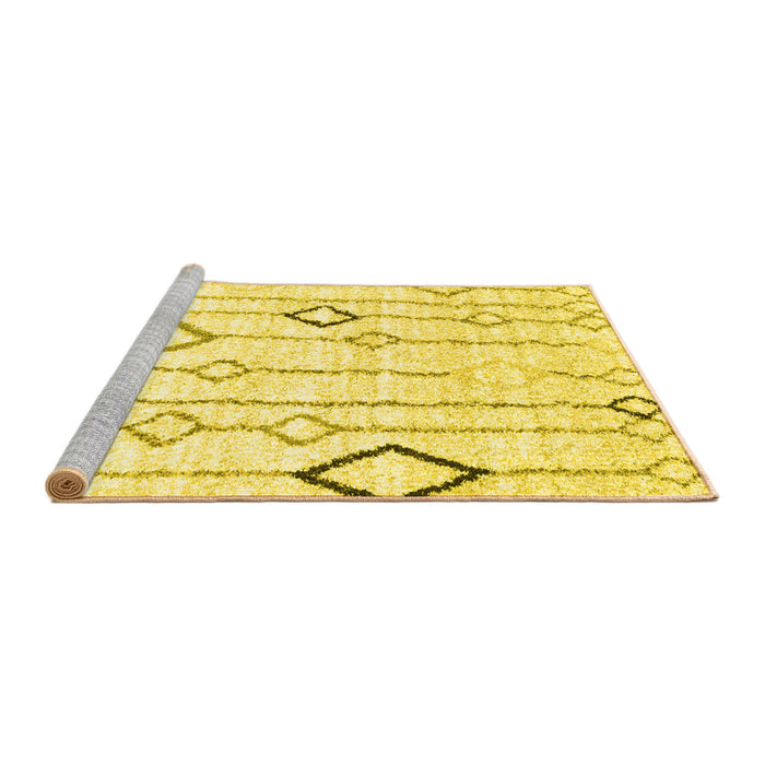 Sideview of Machine Washable Solid Yellow Modern Rug, wshcon3034yw
