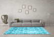 Machine Washable CON3035X Light Blue CON3035X Rug in a Living Room, wshcon3035lblu