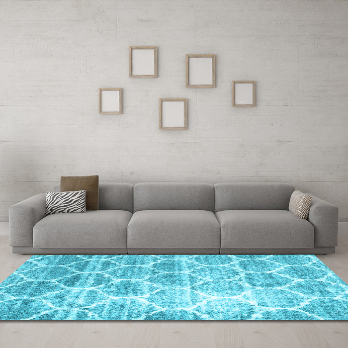 Machine Washable CON3035X Light Blue CON3035X Rug in a Living Room, wshcon3035lblu