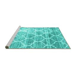 Sideview of Machine Washable CON3035X Turquoise CON3035X Area Rugs, wshcon3035turq