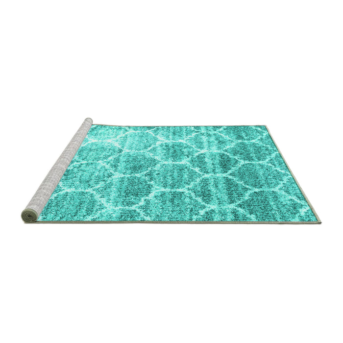 Sideview of Machine Washable CON3035X Turquoise CON3035X Area Rugs, wshcon3035turq