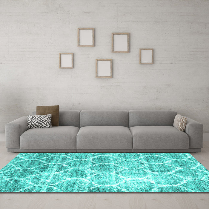 Machine Washable CON3035X Turquoise CON3035X Area Rugs in a Living Room,, wshcon3035turq