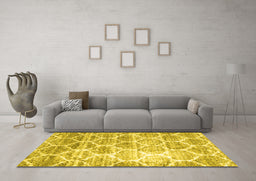 Machine Washable CON3035X Yellow CON3035X Rug in a Living Room, wshcon3035yw