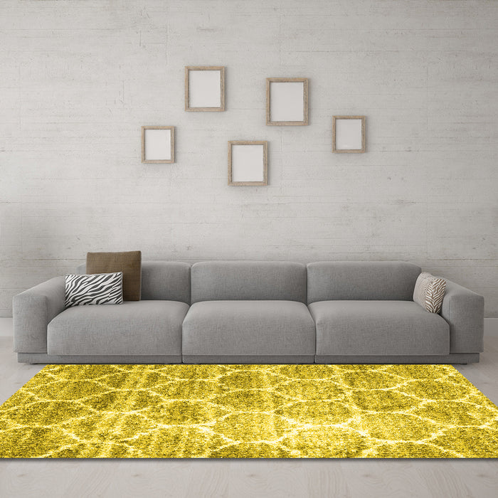 Machine Washable CON3035X Yellow CON3035X Rug in a Living Room, wshcon3035yw