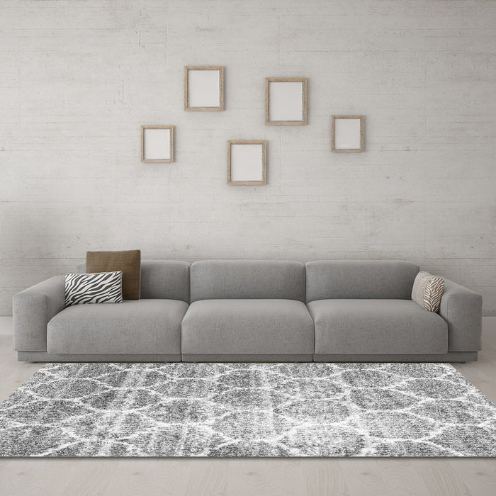 Machine Washable CON3035X Gray CON3035X Rug in a Living Room,, wshcon3035gry