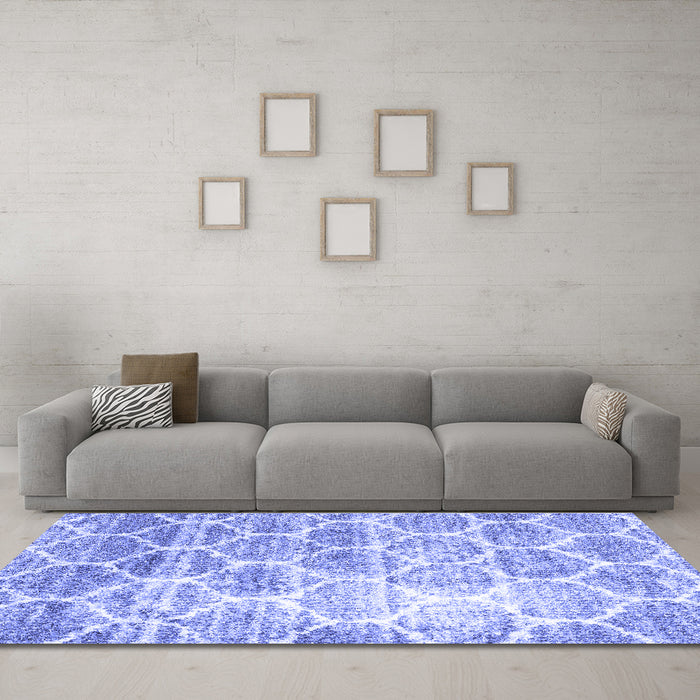 Machine Washable CON3035X Blue CON3035X Rug in a Living Room, wshcon3035blu