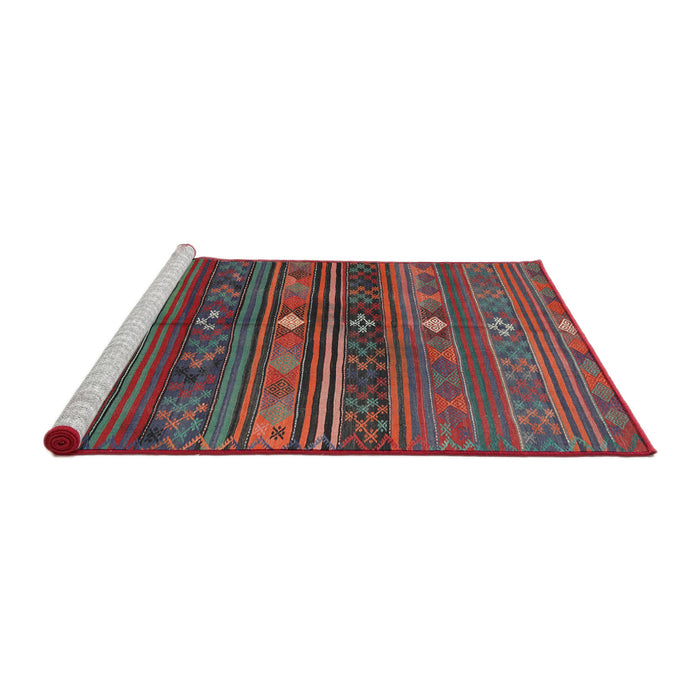 Serging Thickness of Contemporary Fire Brick Red Abstract Machine Washable Rug, wshcon3036