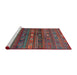 Serging Thickness of Contemporary Fire Brick Red Abstract Machine Washable Rug, wshcon3036