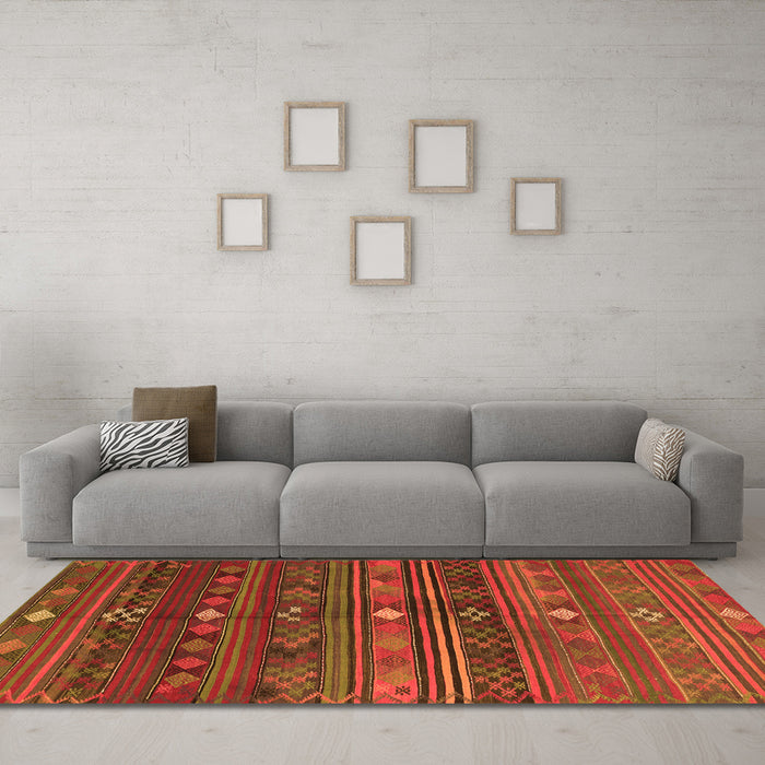 Machine Washable CON3036X Orange CON3036X Area Rugs in a Living Room, wshcon3036org
