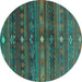 Round Machine Washable CON3036X Turquoise CON3036X Area Rugs, wshcon3036turq