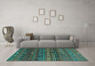 Machine Washable CON3036X Turquoise CON3036X Area Rugs in a Living Room,, wshcon3036turq