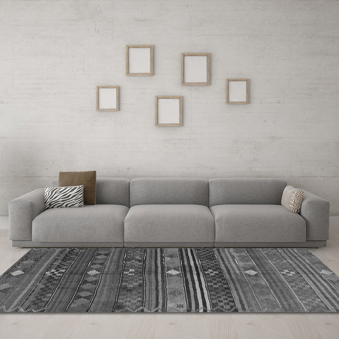 Machine Washable CON3036X Gray CON3036X Rug in a Living Room,, wshcon3036gry
