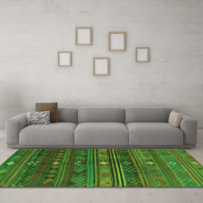 Machine Washable CON3036X Green CON3036X Area Rugs in a Living Room,, wshcon3036grn