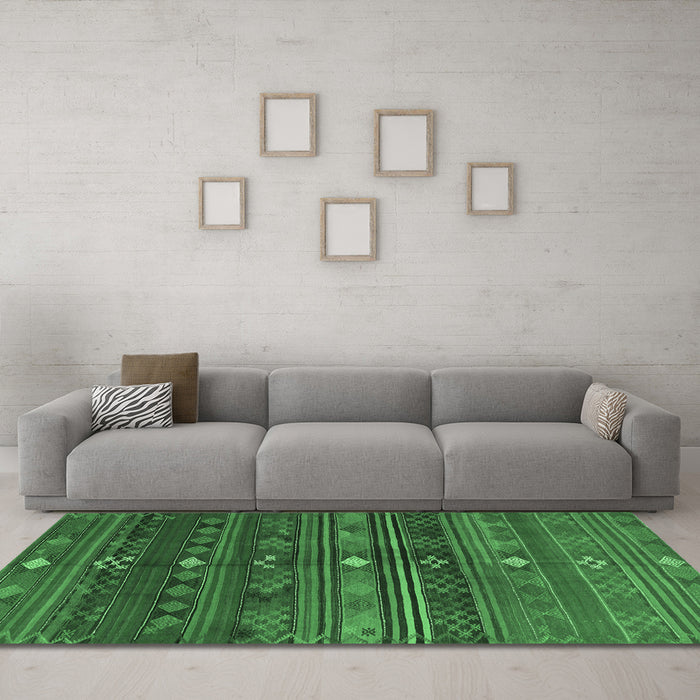 Machine Washable CON3036X Emerald Green CON3036X Area Rugs in a Living Room,, wshcon3036emgrn