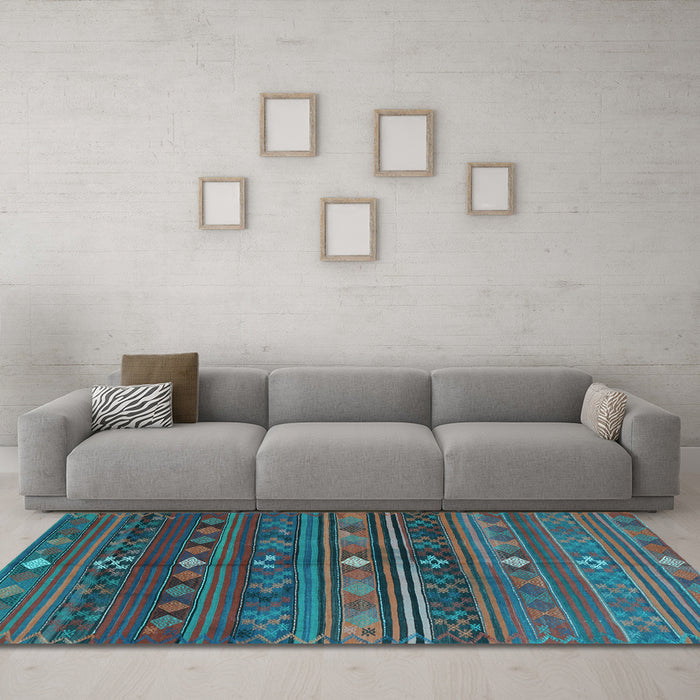 Machine Washable CON3036X Light Blue CON3036X Rug in a Living Room, wshcon3036lblu
