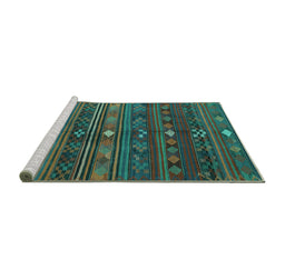 Sideview of Machine Washable CON3036X Turquoise CON3036X Area Rugs, wshcon3036turq