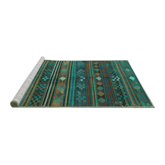 Sideview of Machine Washable CON3036X Turquoise CON3036X Area Rugs, wshcon3036turq