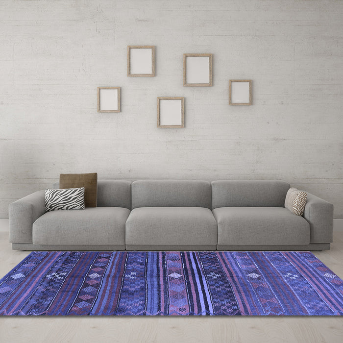 Machine Washable CON3036X Blue CON3036X Rug in a Living Room, wshcon3036blu