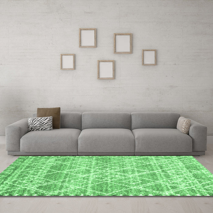 Machine Washable CON3037X Emerald Green CON3037X Area Rugs in a Living Room,, wshcon3037emgrn