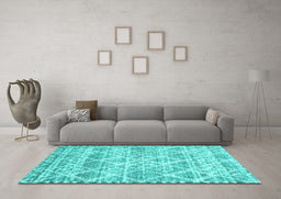 Machine Washable CON3037X Turquoise CON3037X Area Rugs in a Living Room,, wshcon3037turq