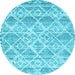 Round Machine Washable CON3037X Light Blue CON3037X Rug, wshcon3037lblu