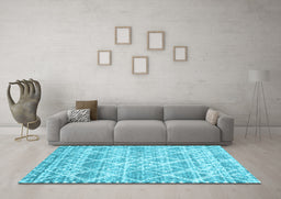 Machine Washable CON3037X Light Blue CON3037X Rug in a Living Room, wshcon3037lblu