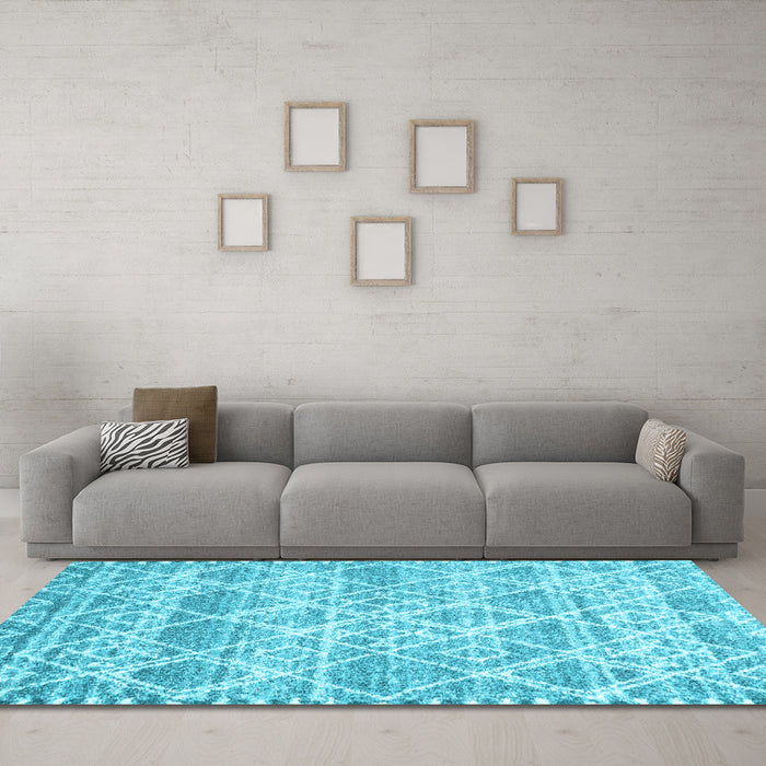 Machine Washable CON3037X Light Blue CON3037X Rug in a Living Room, wshcon3037lblu