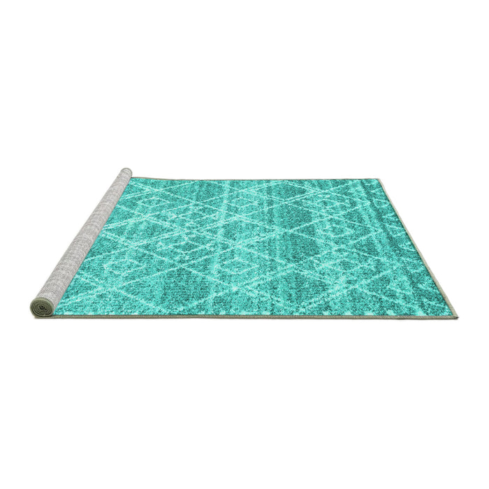 Sideview of Machine Washable CON3037X Turquoise CON3037X Area Rugs, wshcon3037turq