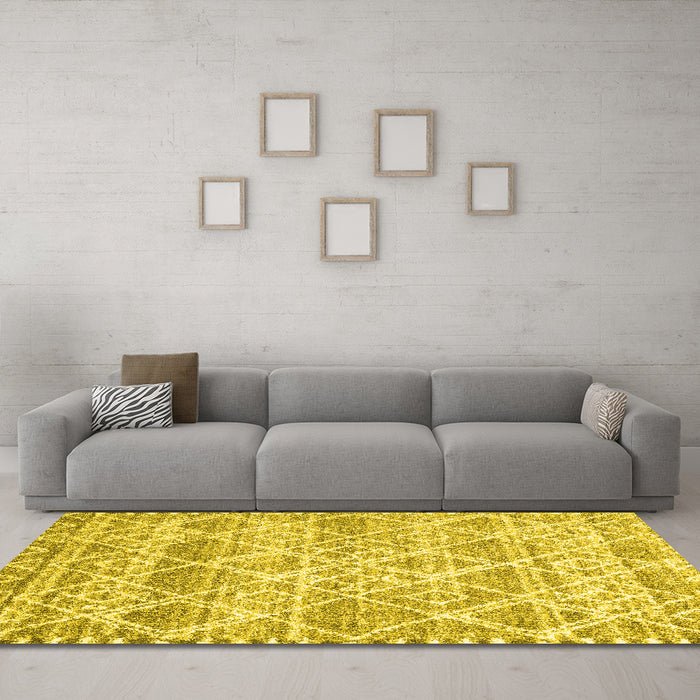Machine Washable CON3037X Yellow CON3037X Rug in a Living Room, wshcon3037yw