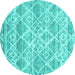 Round Machine Washable CON3037X Turquoise CON3037X Area Rugs, wshcon3037turq
