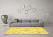 Machine Washable Solid Yellow Modern Rug in a Living Room, wshcon3038yw