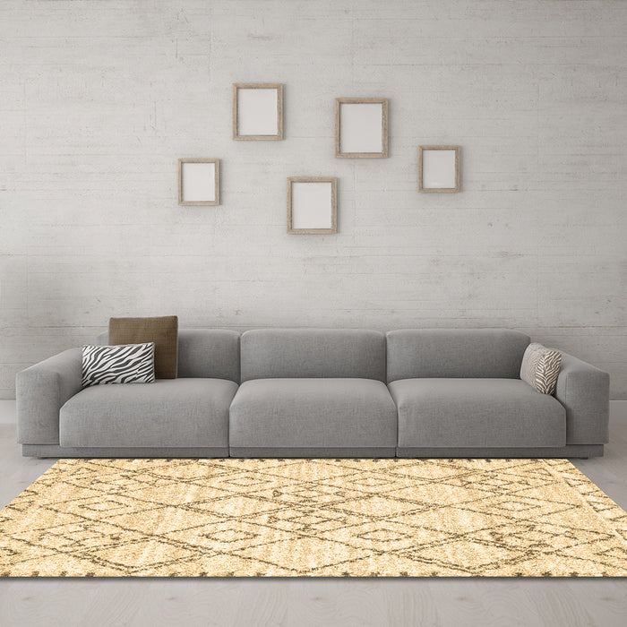 Machine Washable Solid Brown Modern Rug in a Living Room,, wshcon3038brn