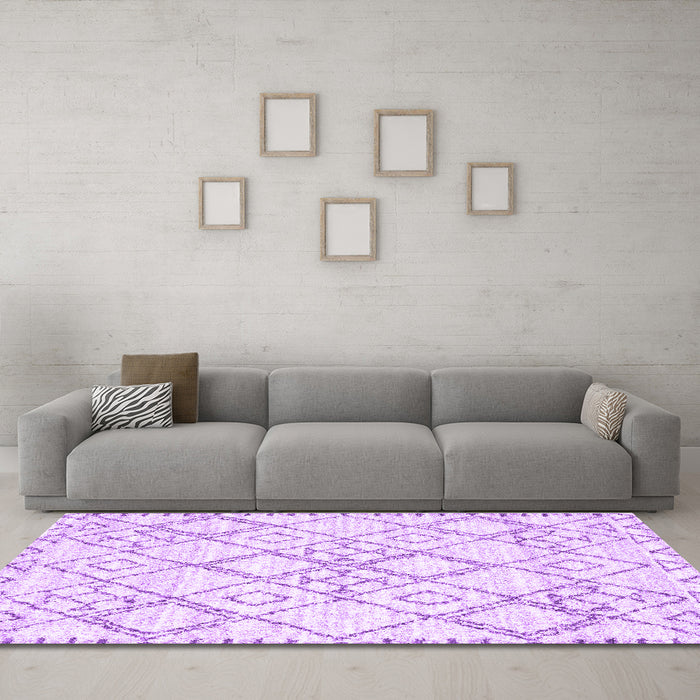 Machine Washable Solid Purple Modern Area Rugs in a Living Room, wshcon3038pur