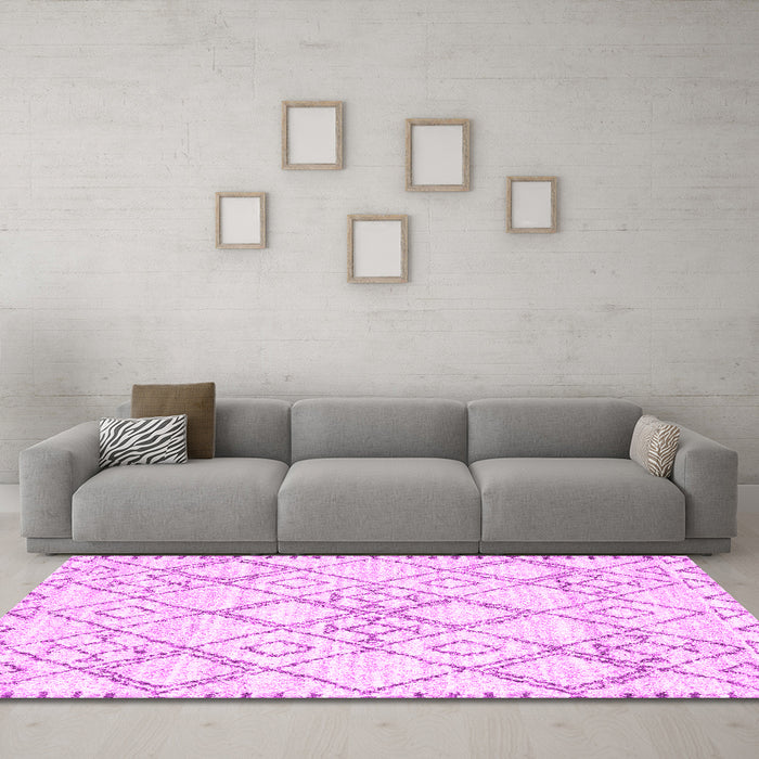 Machine Washable Solid Pink Modern Rug in a Living Room, wshcon3038pnk