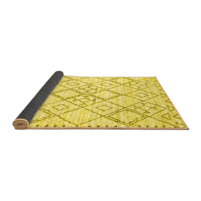 Sideview of Solid Yellow Modern Rug, con3038yw