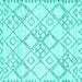 Square Machine Washable Solid Turquoise Modern Area Rugs, wshcon3038turq
