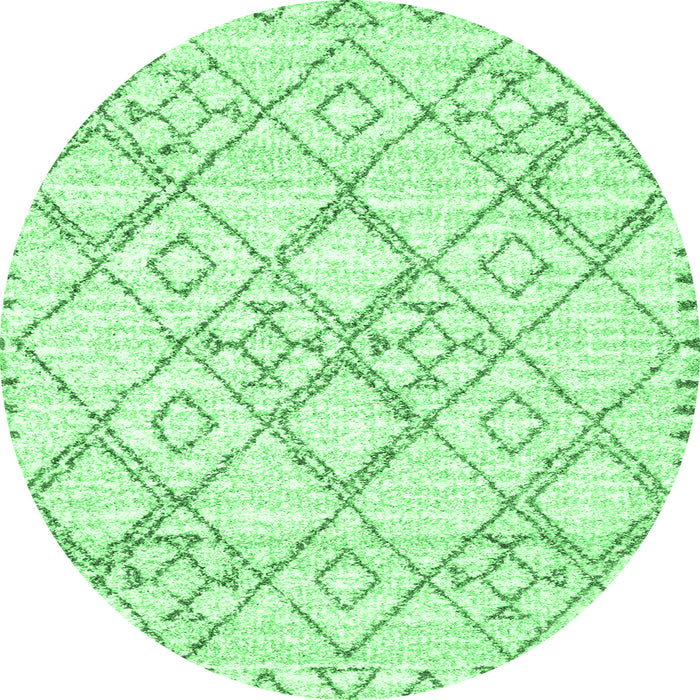 Round Machine Washable Solid Emerald Green Modern Area Rugs, wshcon3038emgrn