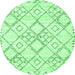 Round Machine Washable Solid Emerald Green Modern Area Rugs, wshcon3038emgrn