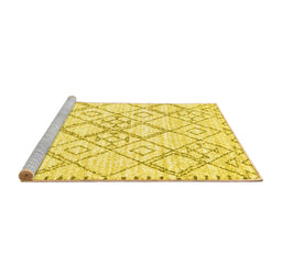 Sideview of Machine Washable Solid Yellow Modern Rug, wshcon3038yw