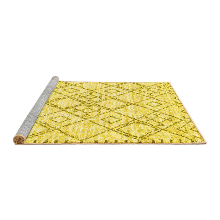 Sideview of Machine Washable Solid Yellow Modern Rug, wshcon3038yw