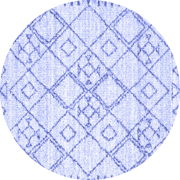 Round Machine Washable Solid Blue Modern Rug, wshcon3038blu