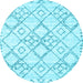 Round Machine Washable Solid Light Blue Modern Rug, wshcon3038lblu