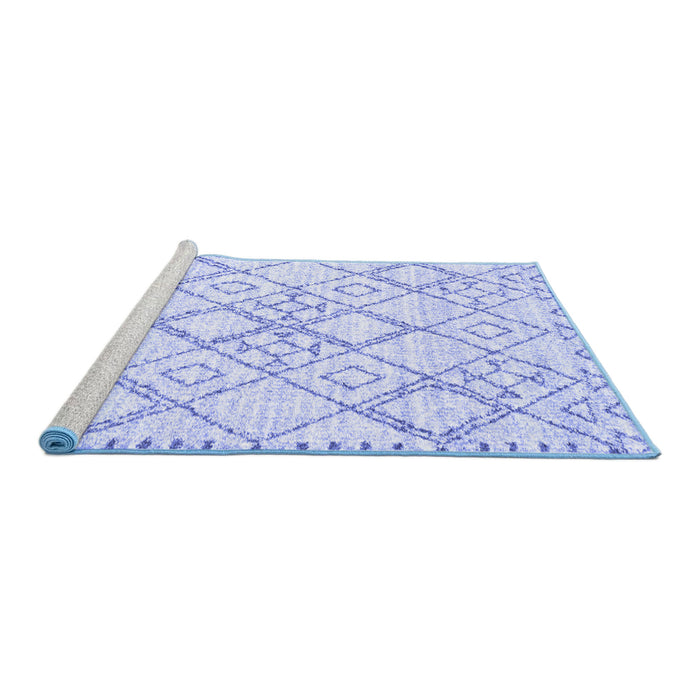 Sideview of Machine Washable Solid Blue Modern Rug, wshcon3038blu