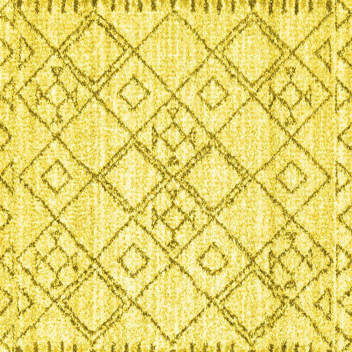 Square Machine Washable Solid Yellow Modern Rug, wshcon3038yw