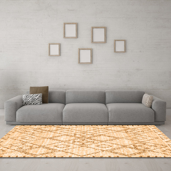 Machine Washable Solid Orange Modern Area Rugs in a Living Room, wshcon3038org