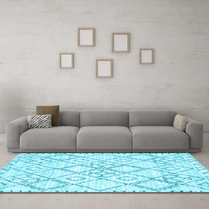 Machine Washable Solid Light Blue Modern Rug in a Living Room, wshcon3038lblu