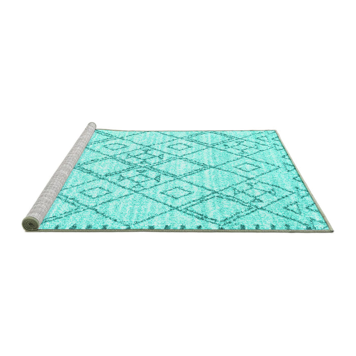 Sideview of Machine Washable Solid Turquoise Modern Area Rugs, wshcon3038turq