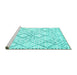 Sideview of Machine Washable Solid Turquoise Modern Area Rugs, wshcon3038turq