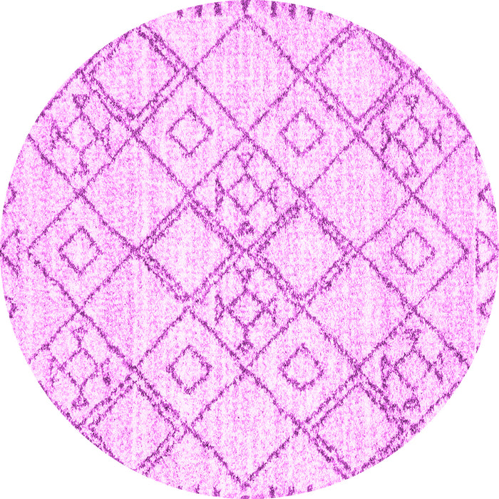 Round Machine Washable Solid Pink Modern Rug, wshcon3038pnk