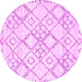 Round Machine Washable Solid Pink Modern Rug, wshcon3038pnk